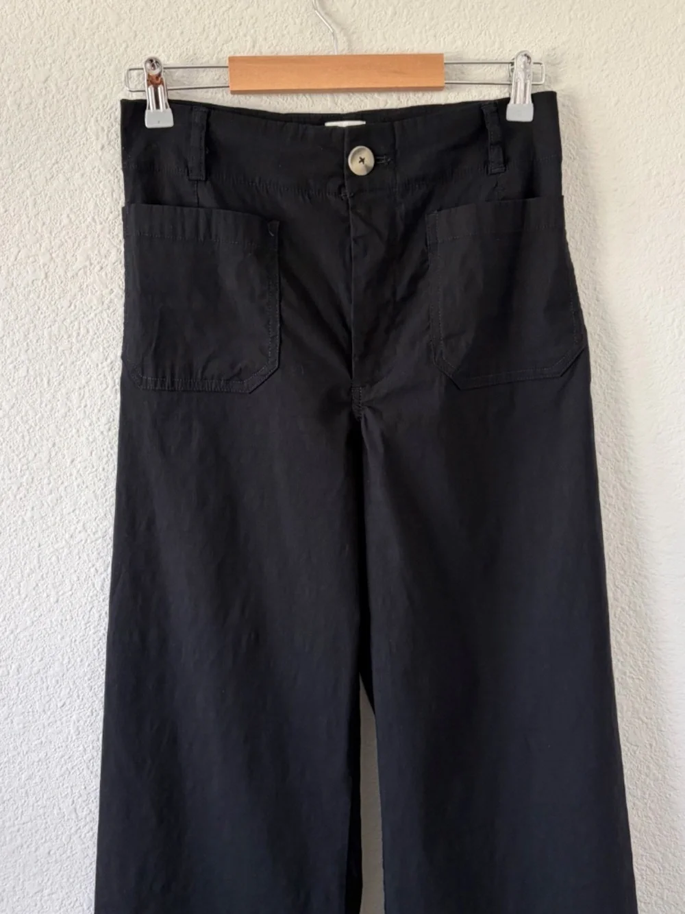 Maeve The Collette Pants Size 28 Black Wide Leg High Rise Linen Blend Crop - Picture 5 of 10